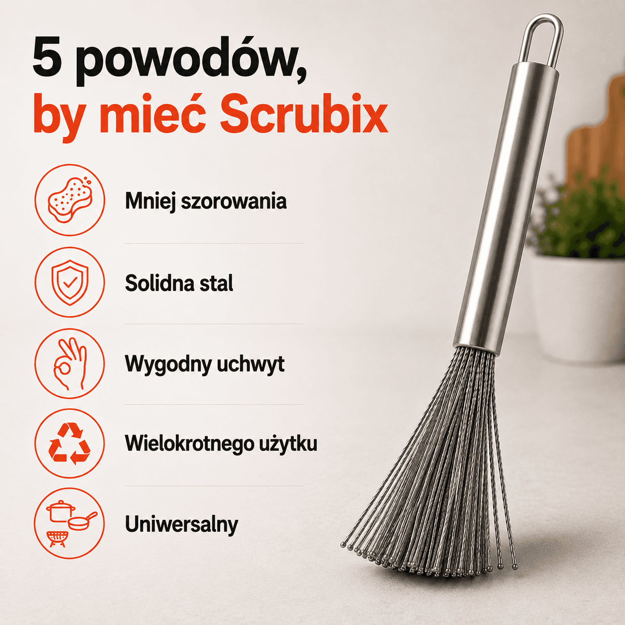 Scrubix - Profesjonalna Szczotka do Usuwania Przypaleń, Tłuszczu i Trudnych Zabrudzeń