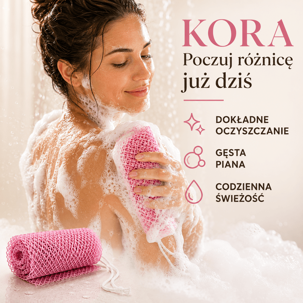 KORA - Siatka do Naturalnego Oczyszczania Ciała i Pleców 114x13cm (1+1 Gratis)