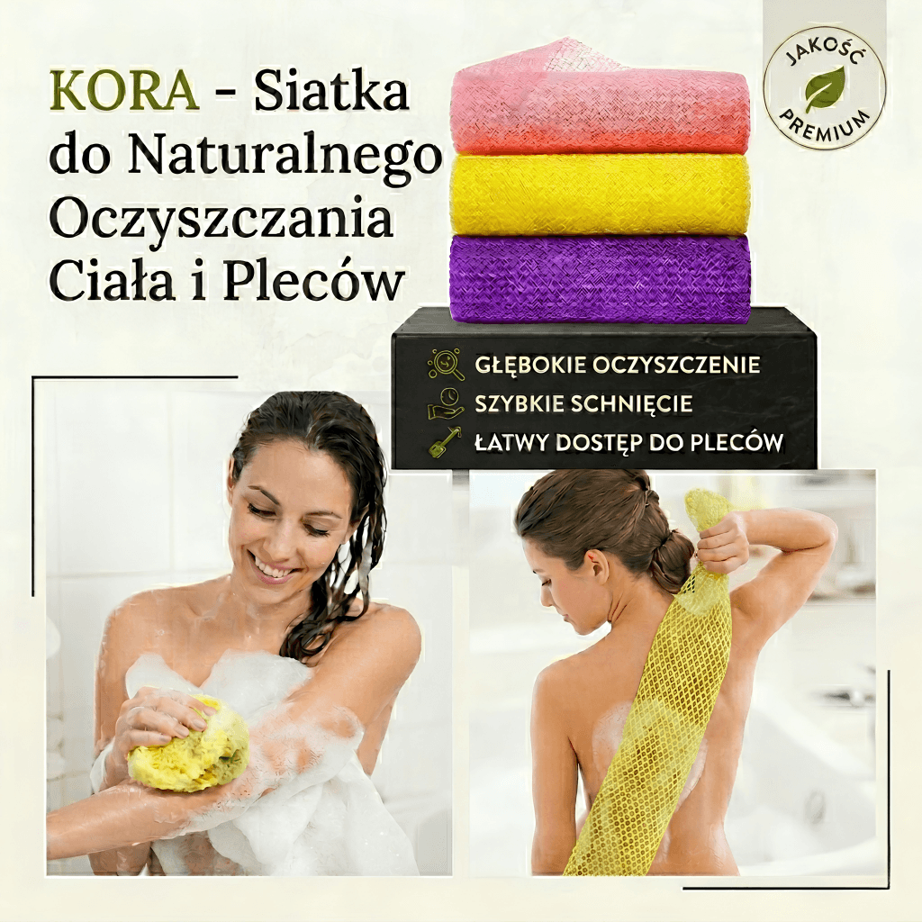 KORA - Siatka do Naturalnego Oczyszczania Ciała i Pleców (1+1 Gratis)